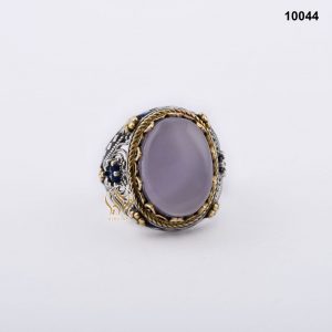 خاتم فضة رجالي تركي مع العقيق اليماني السماوي