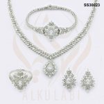طقم مجوهرات فضة تركي مرصع بالكريستال