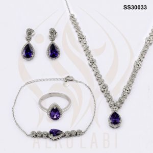 طقم مجوهرات فضة تركي مرصع بالكريستال البنفسجي طقم مجوهرات فضة تركي مرصع بالكريستال البنفسجي
