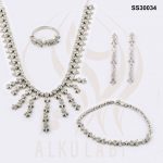 طقم مجوهرات فضة تركي مرصع بالكريستال