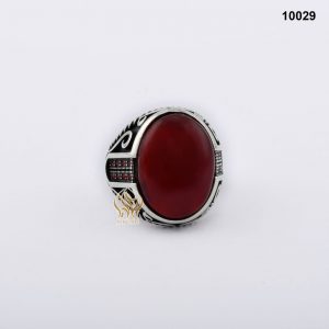 خاتم فضة رجالي تركي مع العقيق اليماني الأحمر الكرزي خاتم فضة رجالي تركي مع العقيق اليماني الأحمر الكرزي