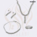 طقم مجوهرات فضة تركي مرصع بالكريستال