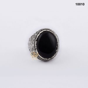 خاتم فضة رجالي يمني مع العقيق اليماني الاسود