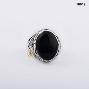 خاتم فضة رجالي تركي مع العقيق اليماني الأسود