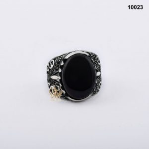 خاتم فضة رجالي تركي مع العقيق اليماني الأسود
