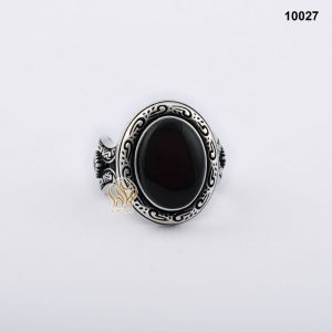 خاتم فضة رجالي تركي مع العقيق اليماني الأسود