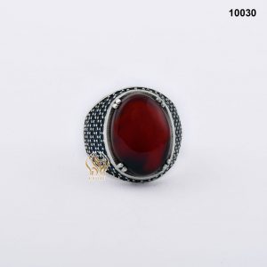 خاتم فضة رجالي تركي مع العقيق اليماني الأحمر الكرزي