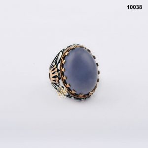 خاتم فضة رجالي تركي مع العقيق اليماني السماوي