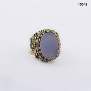 خاتم فضة رجالي تركي مع العقيق اليماني السماوي