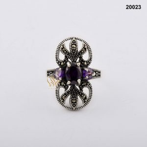 خاتم فضة نسائي تركي مرصع بالكريستال