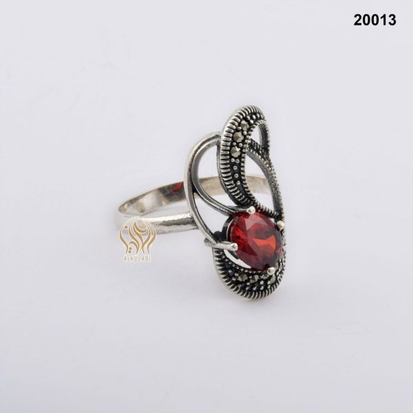 خاتم فضة نسائي تركي مرصع بالكريستال