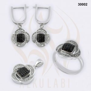 طقم مجوهرات فضة تركي مطلي بالروديوم طقم مجوهرات فضة تركي مطلي بالروديوم