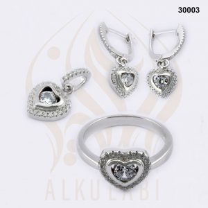 طقم مجوهرات فضة تركي مطلي بالروديوم طقم مجوهرات فضة تركي مطلي بالروديوم