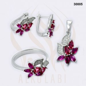 طقم مجوهرات فضة تركي مطلي بالروديوم طقم مجوهرات فضة تركي مطلي بالروديوم