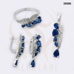 طقم مجوهرات فضة تركي مطلي بالروديوم