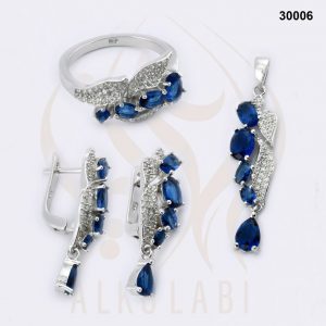 طقم مجوهرات فضة تركي مطلي بالروديوم طقم مجوهرات فضة تركي مطلي بالروديوم