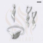 طقم مجوهرات فضة تركي مطلي بالروديوم