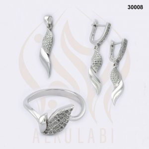 طقم مجوهرات فضة تركي مطلي بالروديوم طقم مجوهرات فضة تركي مطلي بالروديوم