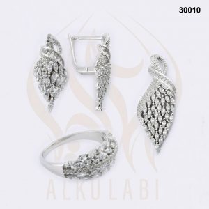 طقم مجوهرات فضة تركي مطلي بالروديوم طقم مجوهرات فضة تركي مطلي بالروديوم