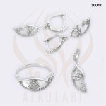 طقم مجوهرات فضة تركي مطلي بالروديوم