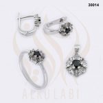 طقم مجوهرات فضة تركي مطلي بالروديوم