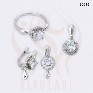 طقم مجوهرات فضة تركي مطلي بالروديوم طقم مجوهرات فضة تركي مطلي بالروديوم