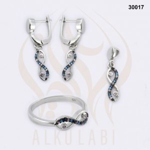 طقم مجوهرات فضة تركي مطلي بالروديوم طقم مجوهرات فضة تركي مطلي بالروديوم