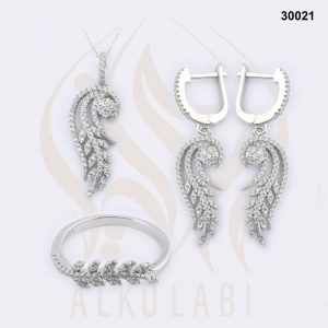 طقم مجوهرات فضة تركي مطلي بالروديوم طقم مجوهرات فضة تركي مطلي بالروديوم