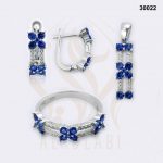 طقم مجوهرات فضة تركي مطلي بالروديوم