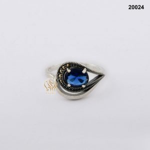 خاتم فضة نسائي تركي مرصع بالكريستال