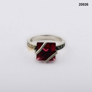 خاتم فضة نسائي تركي مرصع بالكريستال