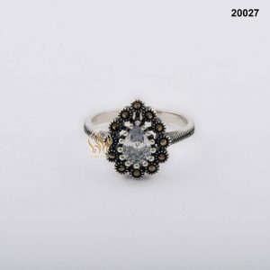 خاتم فضة نسائي تركي مرصع بالكريستال