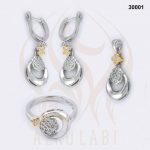 طقم مجوهرات فضة تركي مطلي بالروديوم