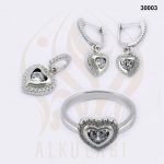 طقم مجوهرات فضة تركي مطلي بالروديوم