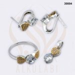 طقم مجوهرات فضة تركي مطلي بالروديوم