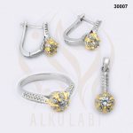 طقم مجوهرات فضة تركي مطلي بالروديوم