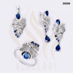 طقم مجوهرات فضة تركي مطلي بالروديوم