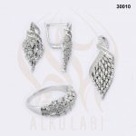 طقم مجوهرات فضة تركي مطلي بالروديوم