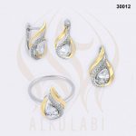 طقم مجوهرات فضة تركي مطلي بالروديوم