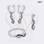 طقم مجوهرات فضة تركي مطلي بالروديوم