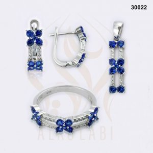 طقم مجوهرات فضة تركي مطلي بالروديوم